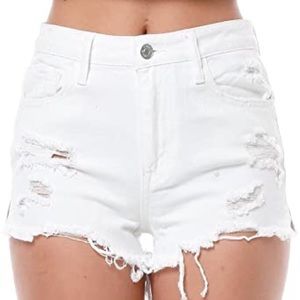 Flying monkey white denim shorts